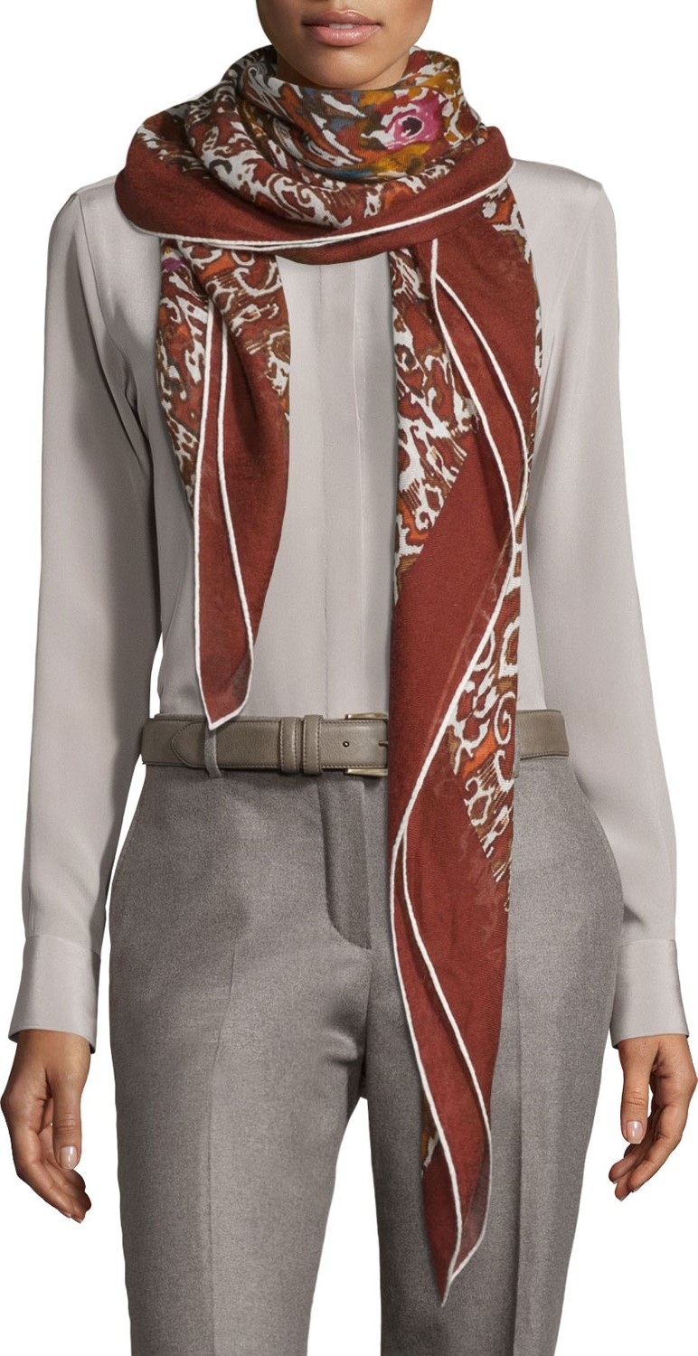 Loro Piana Rose Sauvage Berbere Cashmere-Silk Shawl