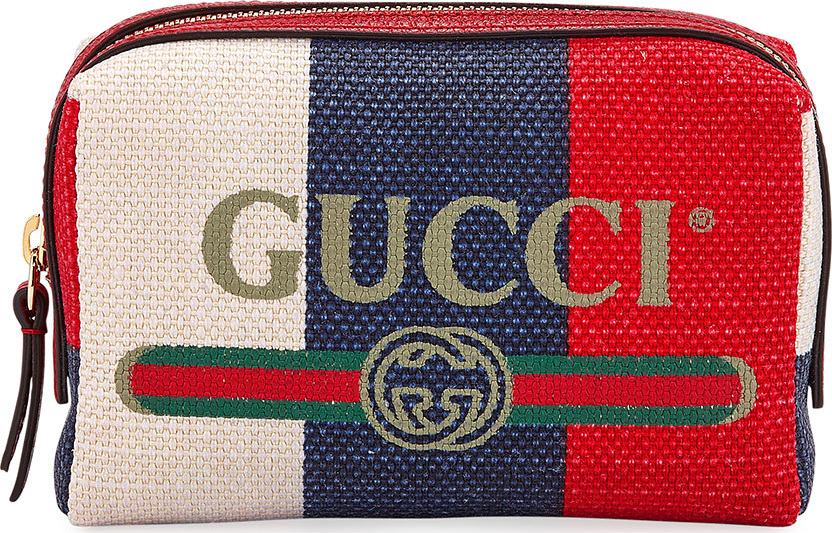 Gucci Linea Merida Canvas Striped Cosmetics Bag