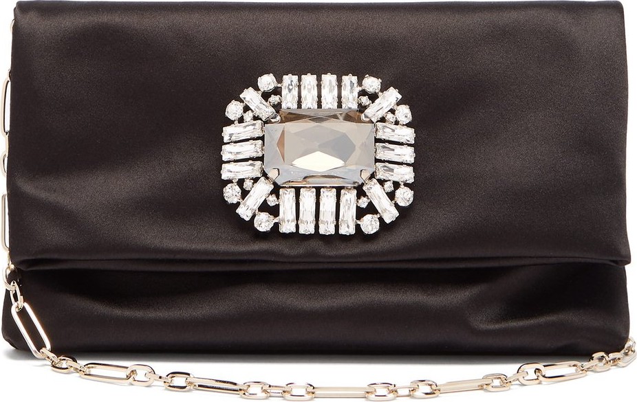 Jimmy Choo Titania crystal-embellished satin clutch