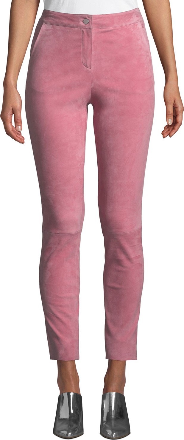 Nour Hammour Skinny-Leg Suede Jeans