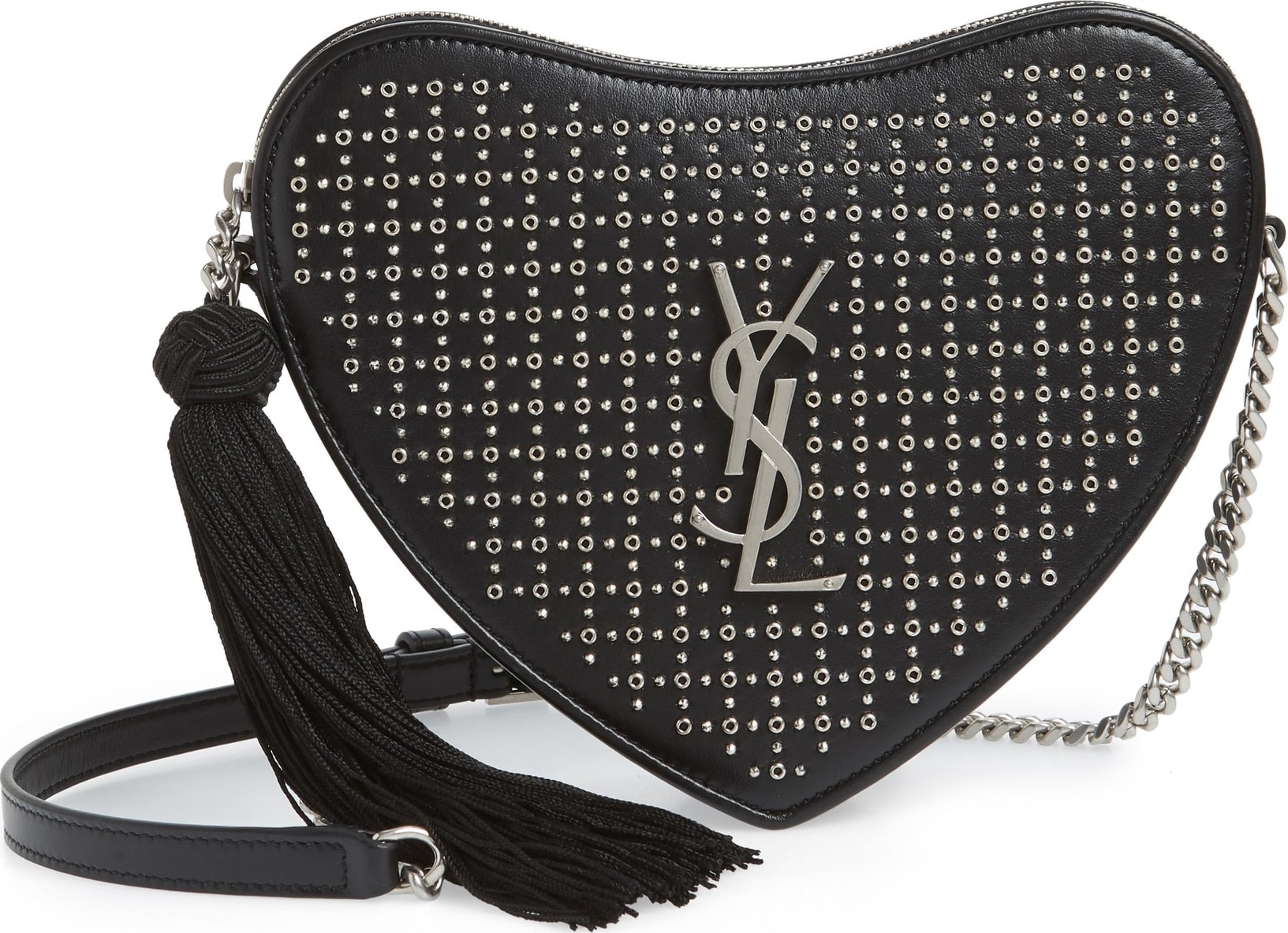 Saint Laurent Sac Coeur Studded Leather Crossbody Bag