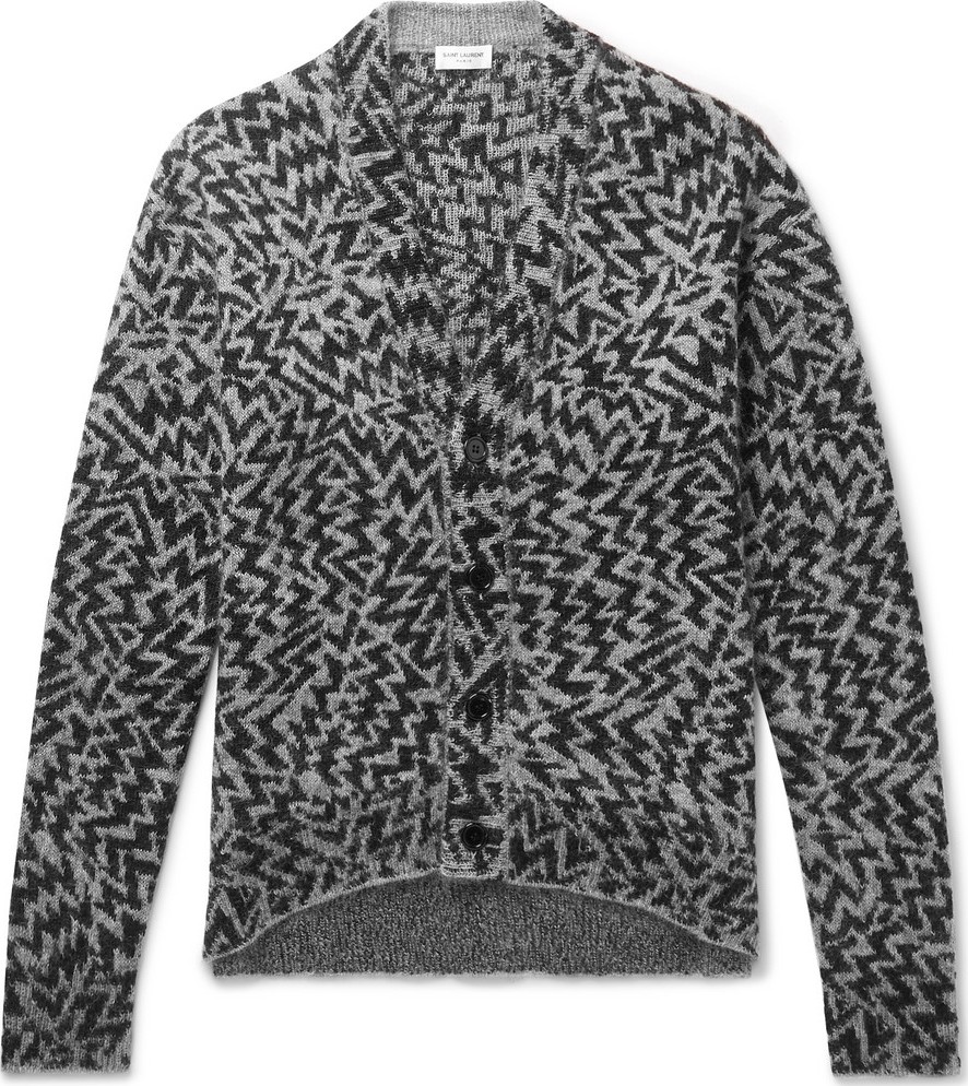 Saint Laurent Wool-Blend Jacquard Cardigan