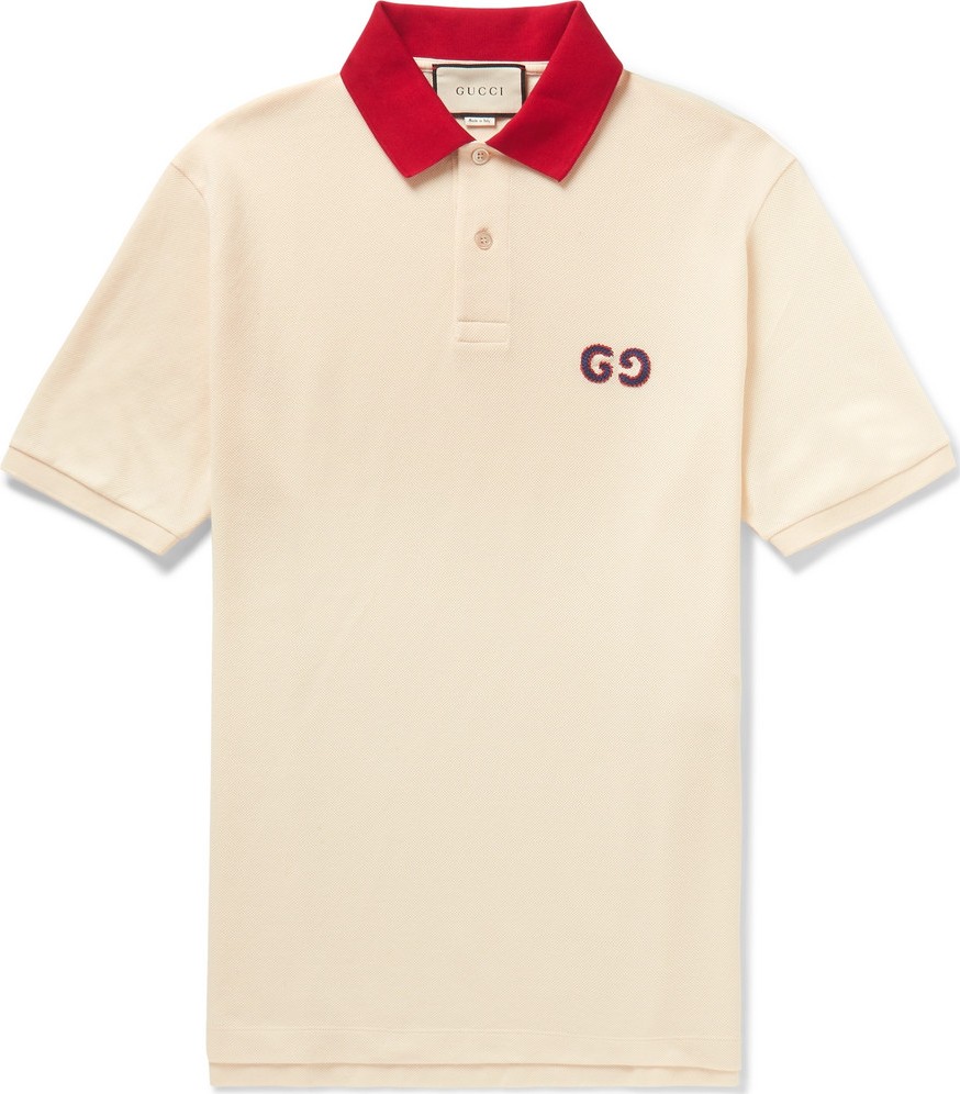 Gucci Logo-Embroidered Stretch-Cotton Piqué Polo Shirt
