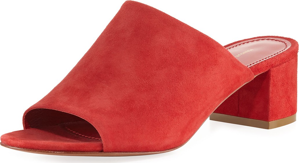 Mansur Gavriel Suede 40mm Block-Heel Mule Sandal
