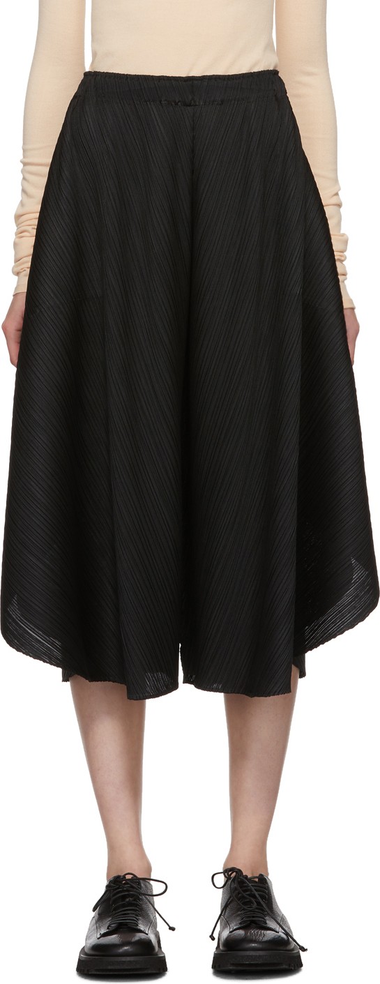 Pleats Please By Issey Miyake Black Curved Pleats Trousers
