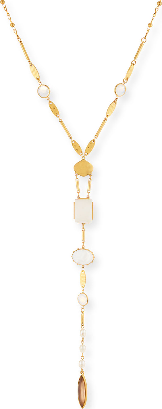 Sequin Mixed-Stone Y-Drop Necklace