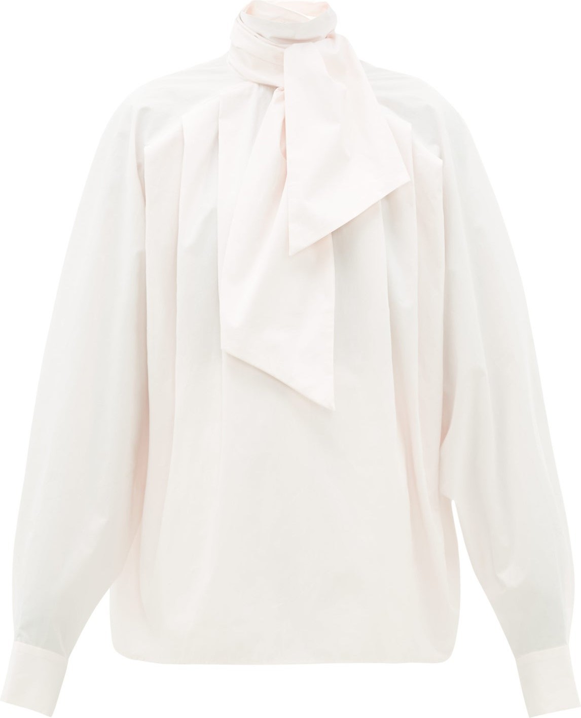 Matthew Adams Dolan Pleated high-neck cotton poplin blouse