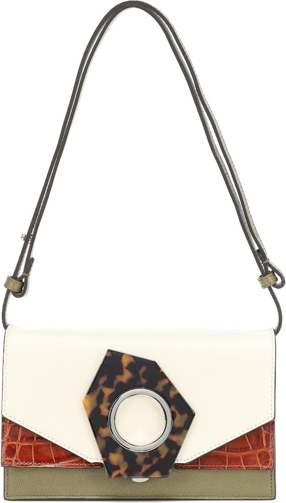 Ganni Croc-effect leather shoulder bag