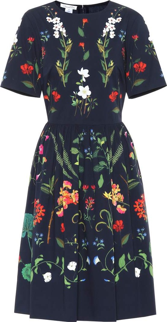 Oscar De La Renta Floral stretch cotton dress