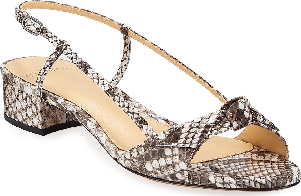 Alexandre Birman Clarita Python Slingback Bow Sandals