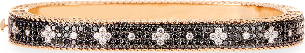 Roberto Coin ROBERTO COIN ROCK & DIAMONDS Slim 18K Rose Gold & Black Diamond Bangle