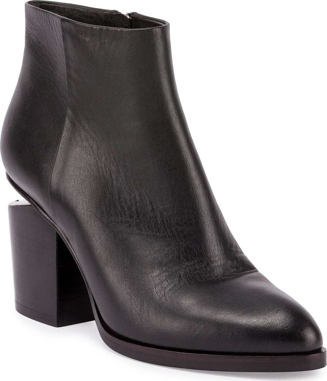 Alexander Wang Gabi Tilt-Heel Leather Boots, Black