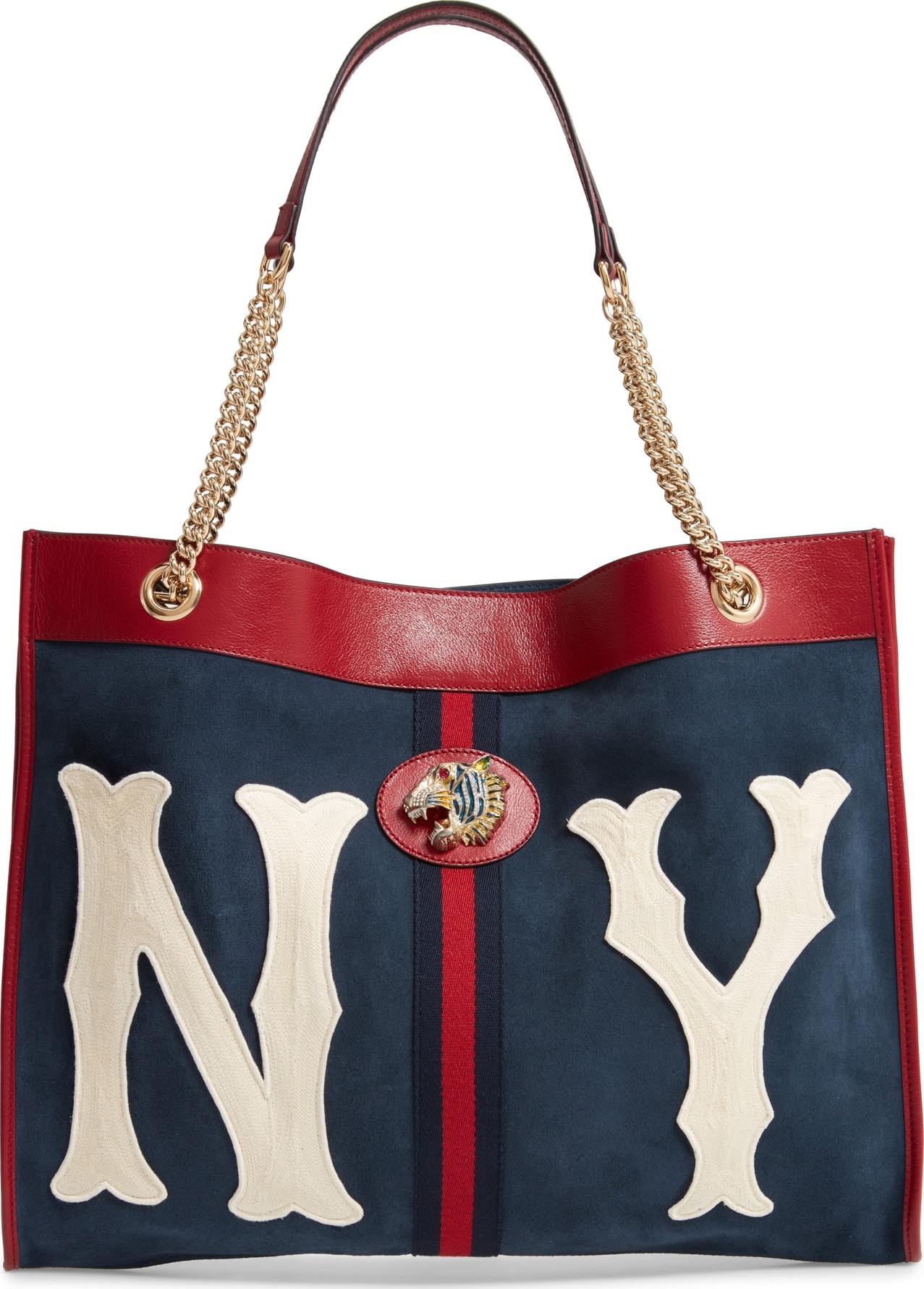Gucci Linea Tiger NY Yankees Suede & Leather Tote