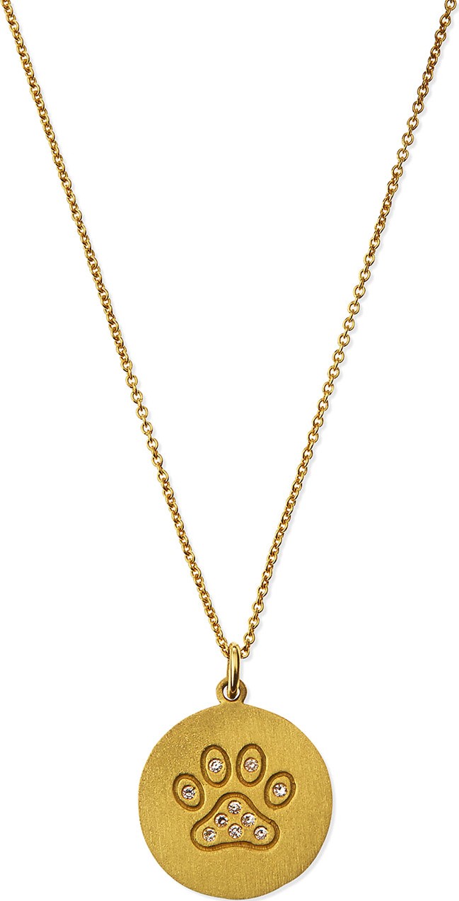 Roberto Coin 18k Diamond Paw Disc Pendant Necklace