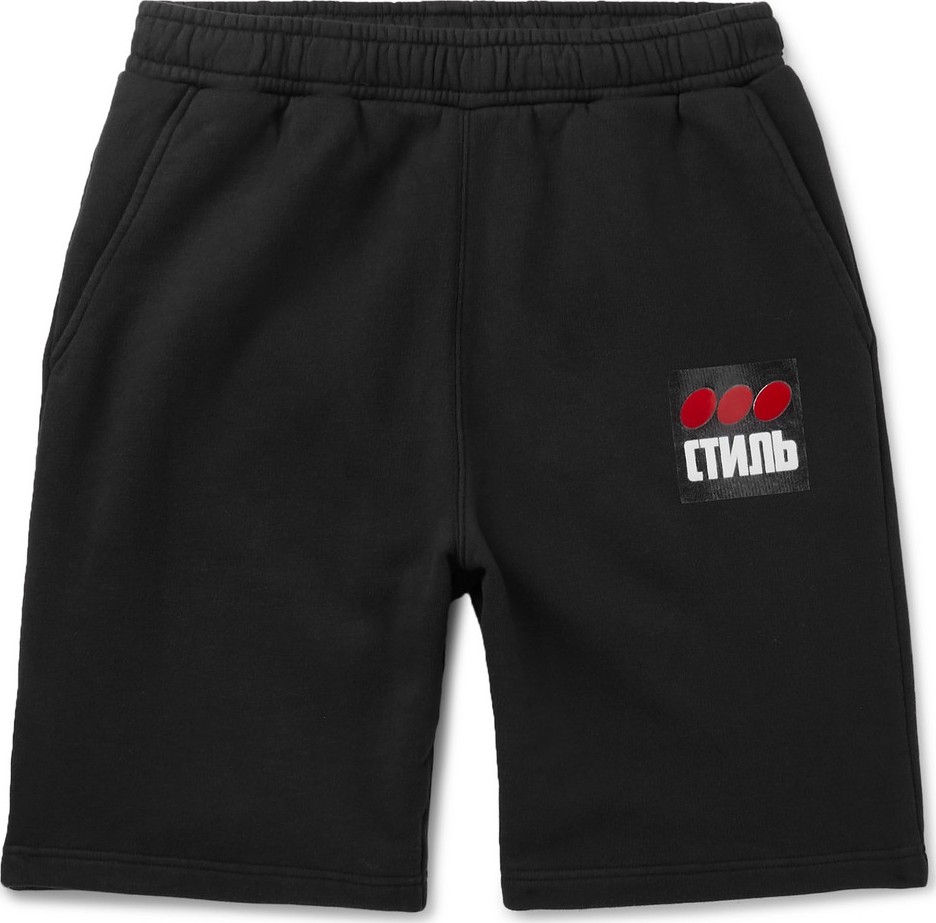 Heron Preston Printed Fleece-Back Cotton-Jersey Shorts