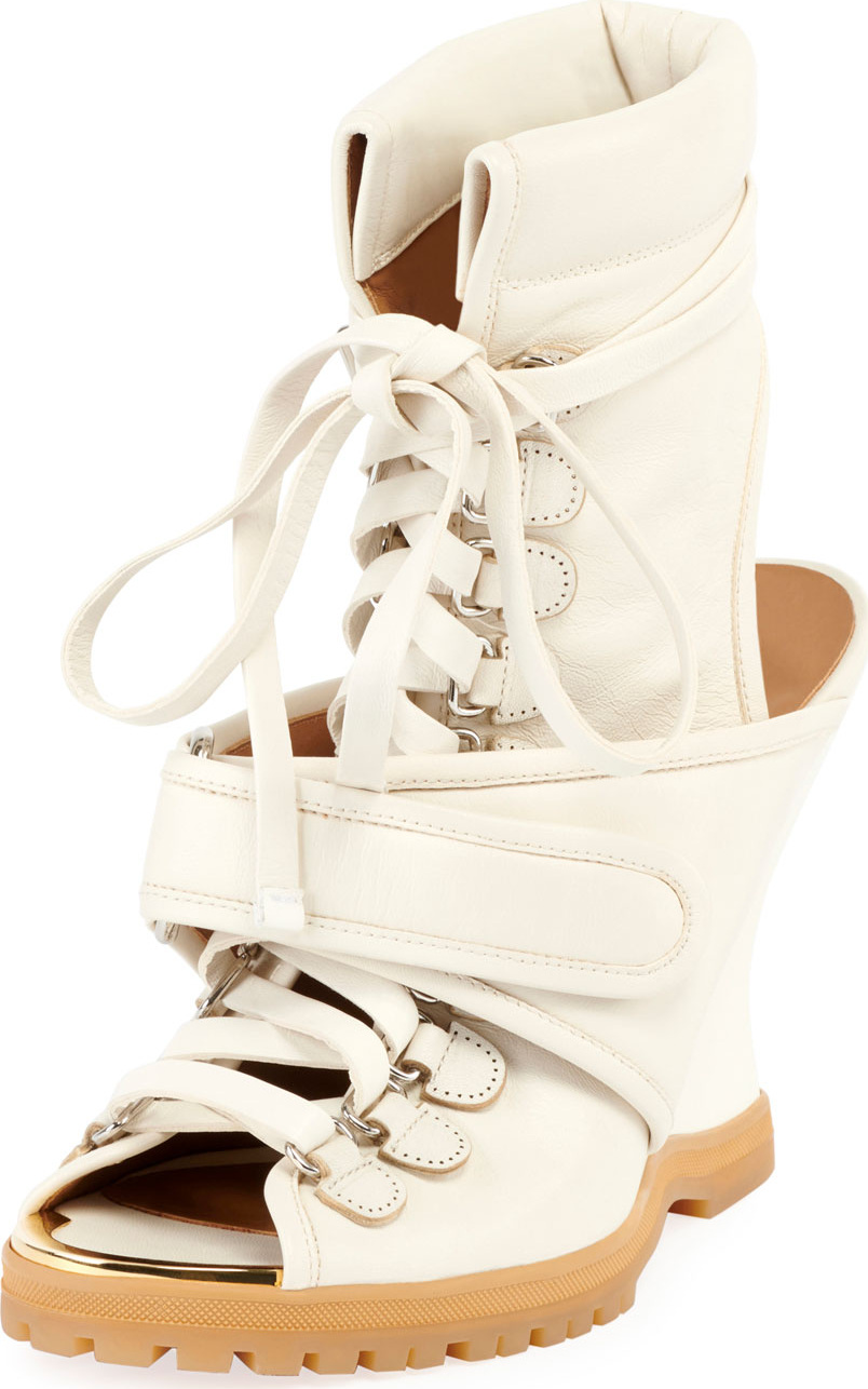 Chloe Lace-Up Wedge Bootie Sandal