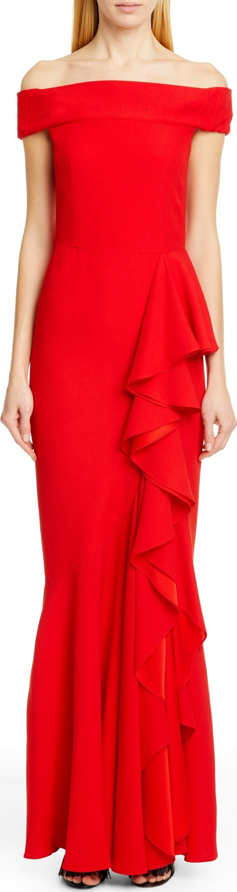 Alexander McQueen Ruffle Off the Shoulder Evening Dress