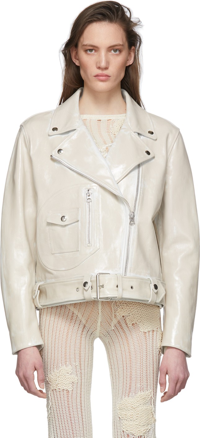 Acne Studios Off-White Leather New Merlyn Jacket