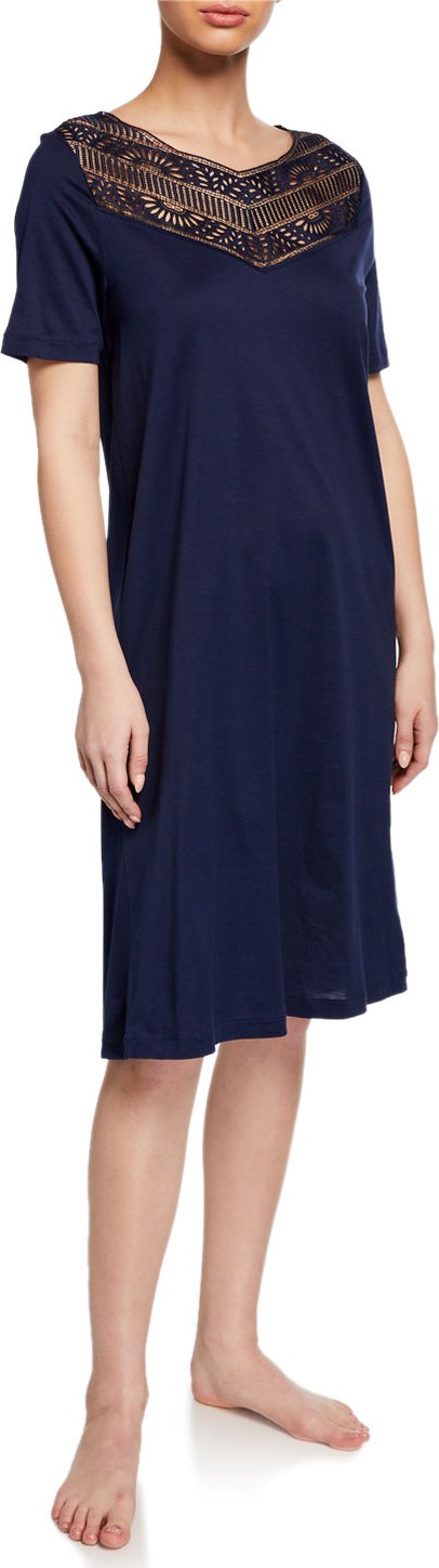 Hanro Malene Lace-Yoke Nightgown