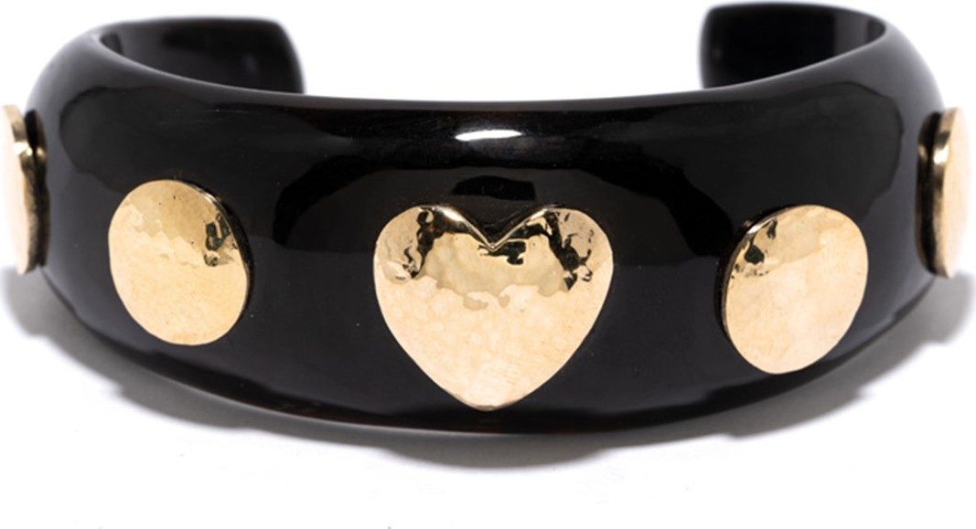 Ashley Pittman Tapered Dark Horn Heart-Disc Cuff