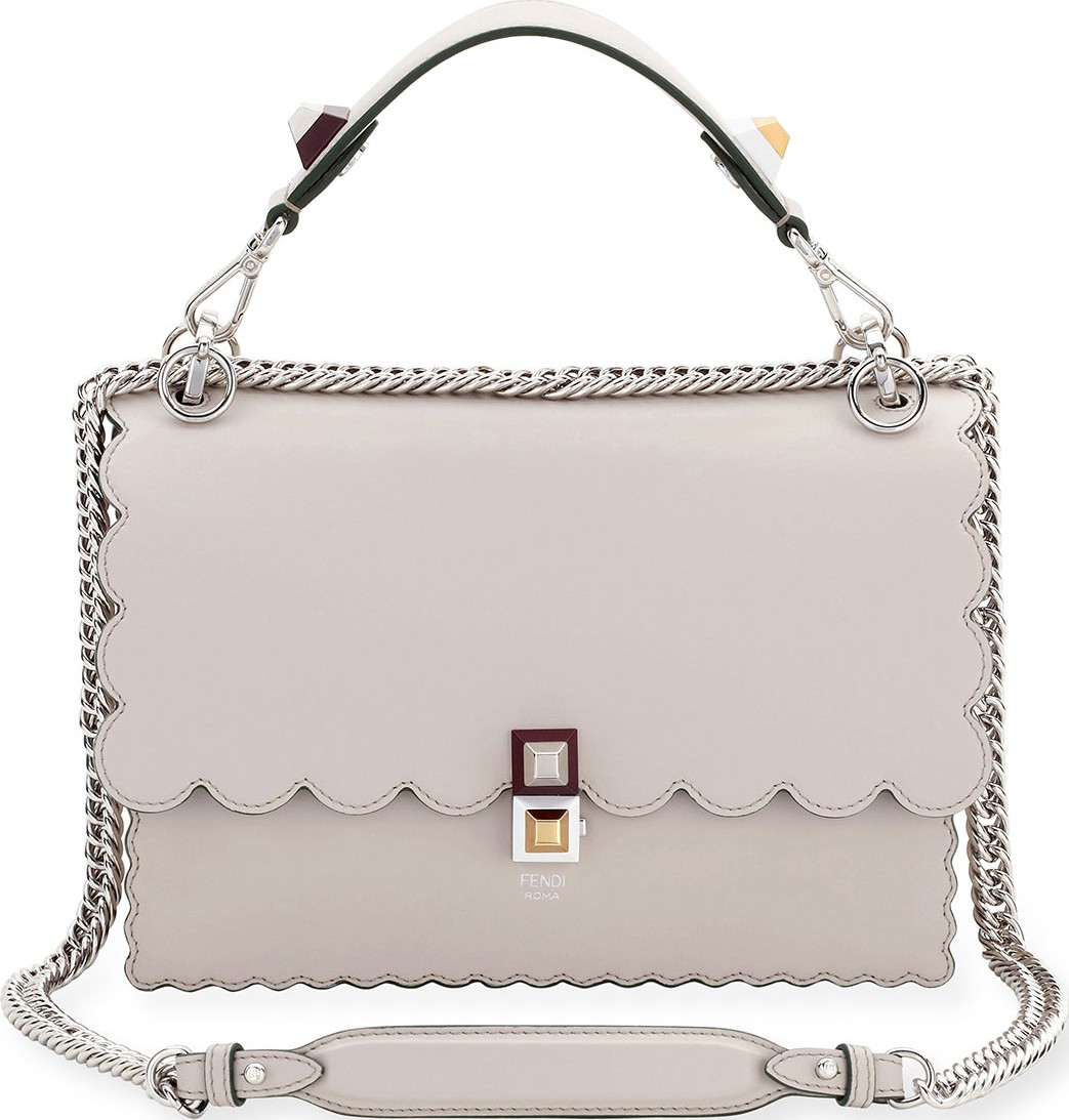 Fendi Kan I Scalloped Leather Shoulder Bag