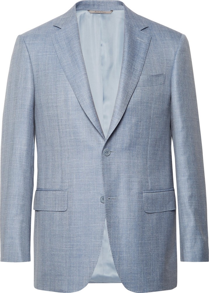 Canali Slim-Fit Light-Blue Wool, Silk and Linen-Blend Blazer
