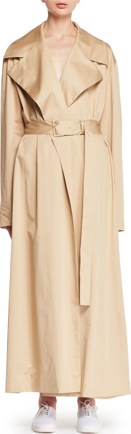 THE ROW Moora Notched-Collar Belted Stretch-Poplin Trench Coat