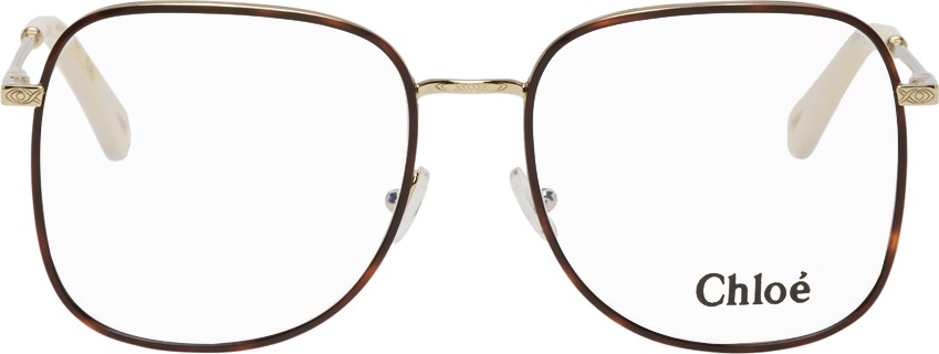 Chloe Gold & Tortoiseshell Metal Square Glasses