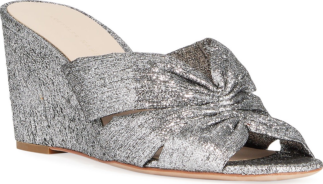 Loeffler Randall Sonya 70mm Cinched Metallic Wedge Sandals