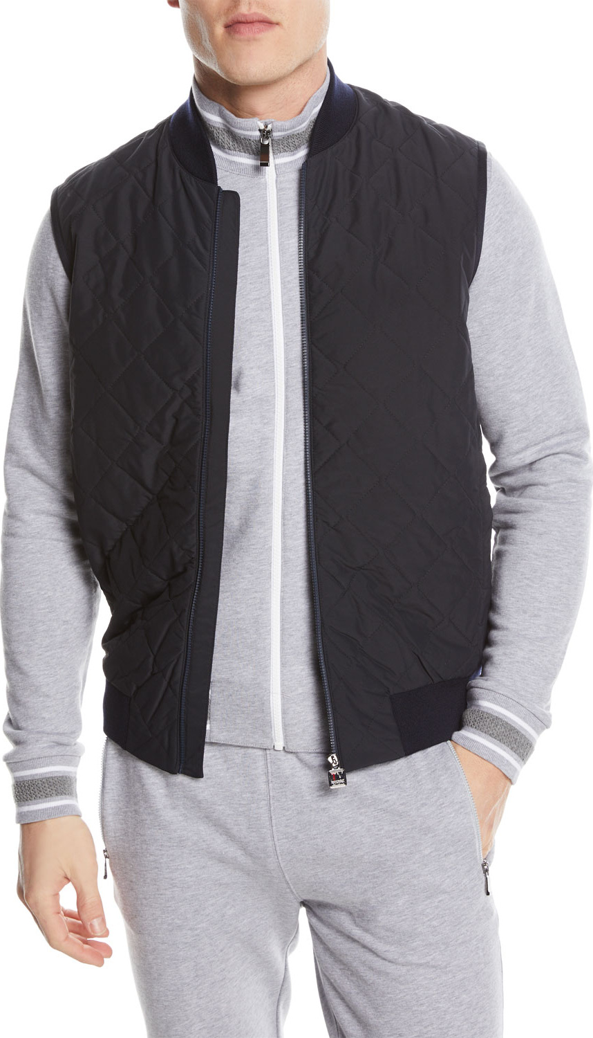 Z Zegna Quilted Zip-Front Hybrid Vest