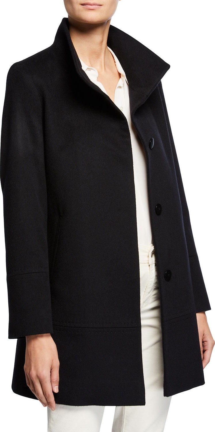 Fleurette Cashmere-Wool One-Button Car Coat