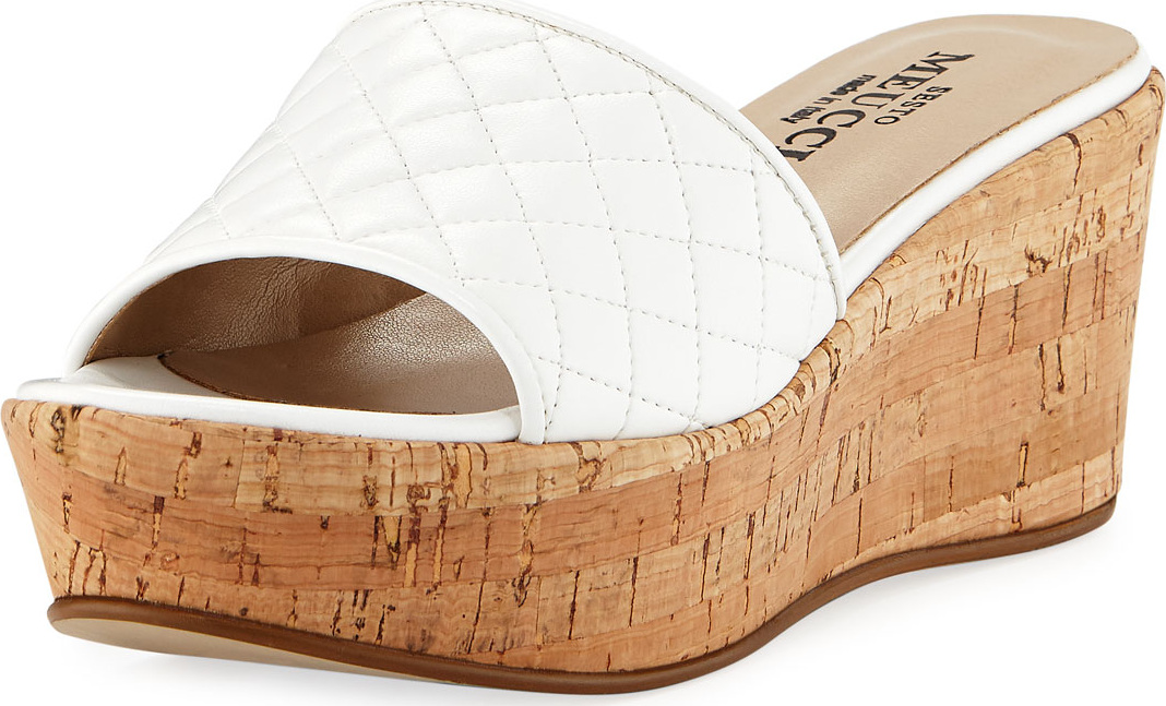 Sesto Meucci Tarie Quilted Napa Wedge Slide Sandal