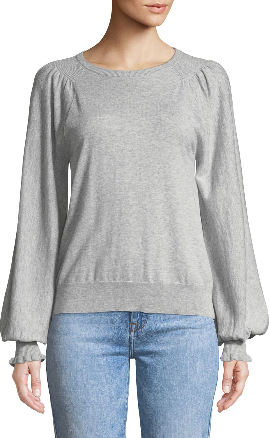 Joie Edenka Blouson-Sleeve Sweater