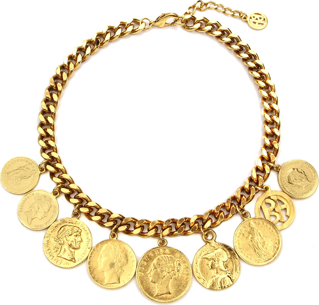 Ben-Amun Chain-Link Coin Drop Necklace