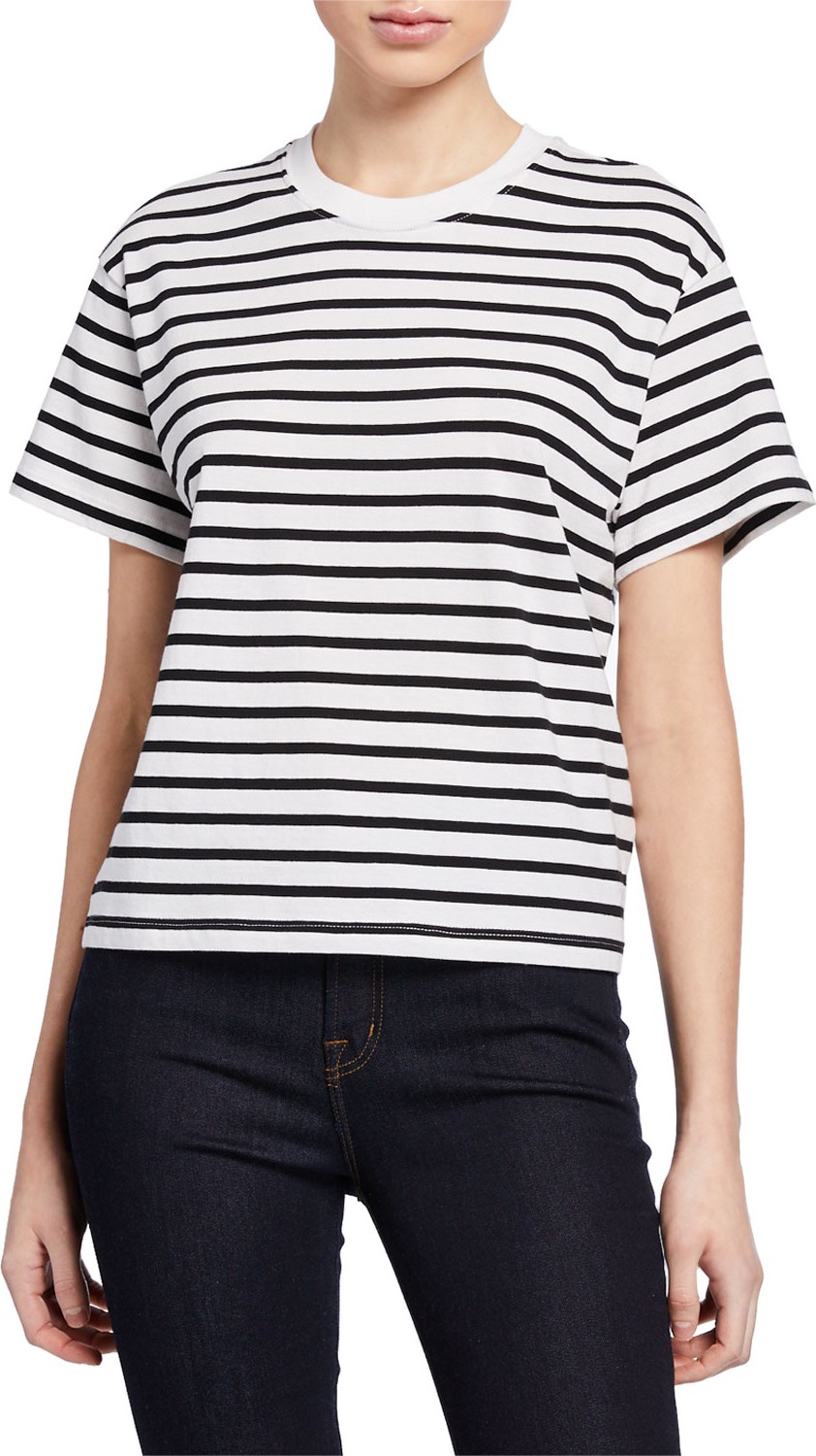 ATM Anthony Thomas Melillo Striped Crewneck Short-Sleeve Jersey Boy Tee