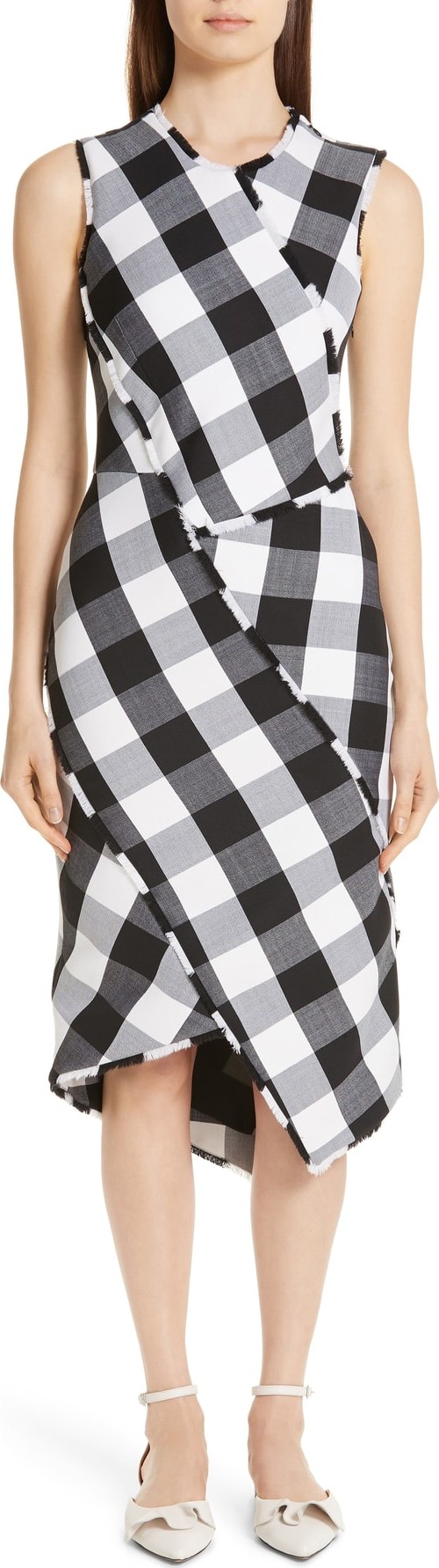 Altuzarra Paneled Gingham Stretch Wool Sheath Dress