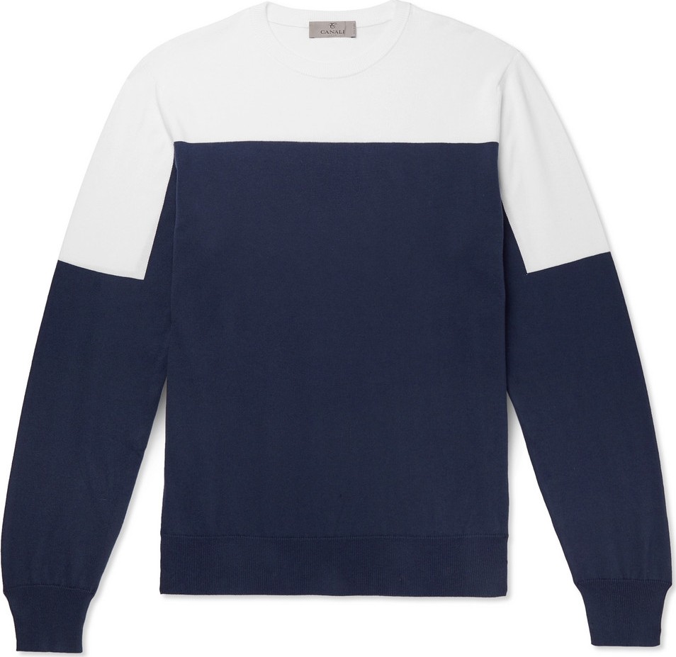 Canali Slim-Fit Two-Tone Cotton Sweater