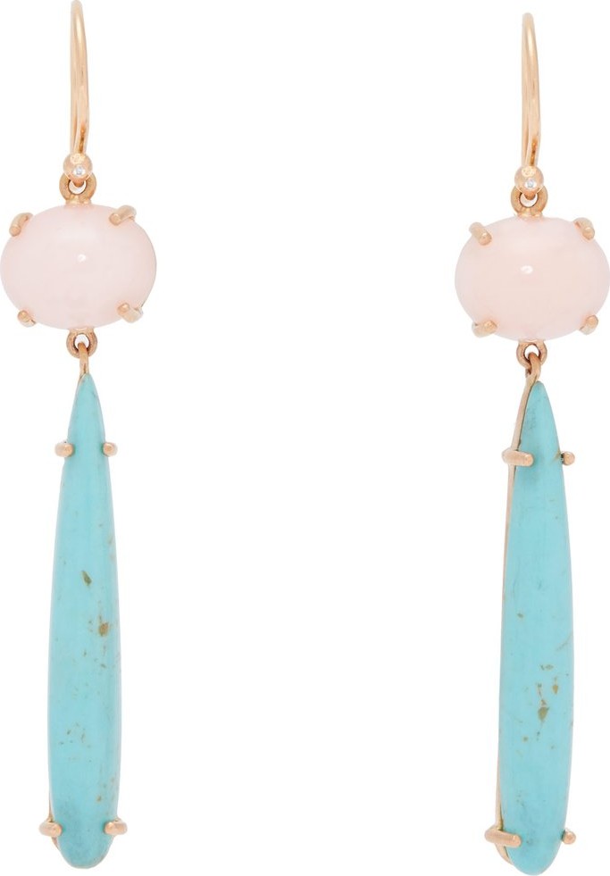 Irene Neuwirth Pink opal, turquoise & 18kt rose-gold earrings