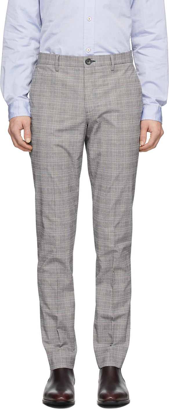 Ps By Paul Smith Grey Plaid Chino Trousers