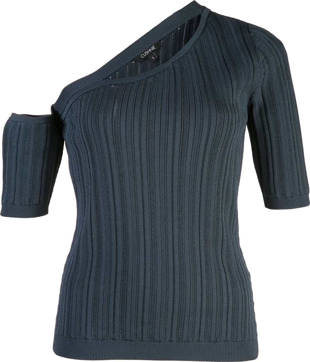 Cushnie asymmetric short-sleeve blouse