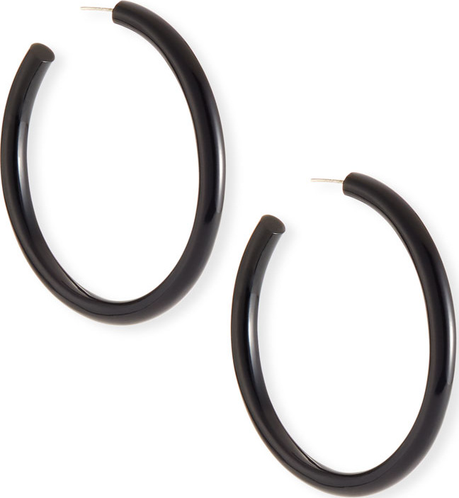 NEST Jewelry Sleek Black Horn Hoop Earrings