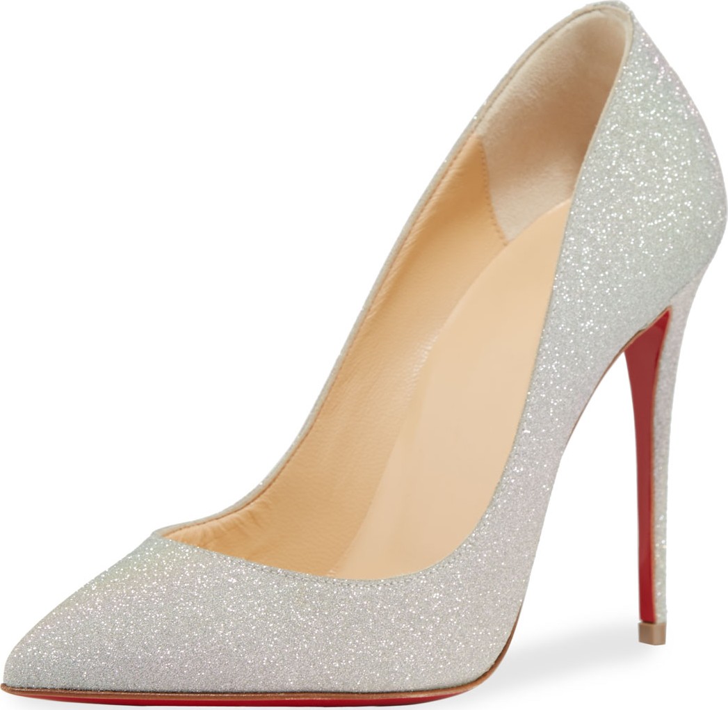 Christian Louboutin Pigalle Follies Glitter Sunset Red Sole Pumps
