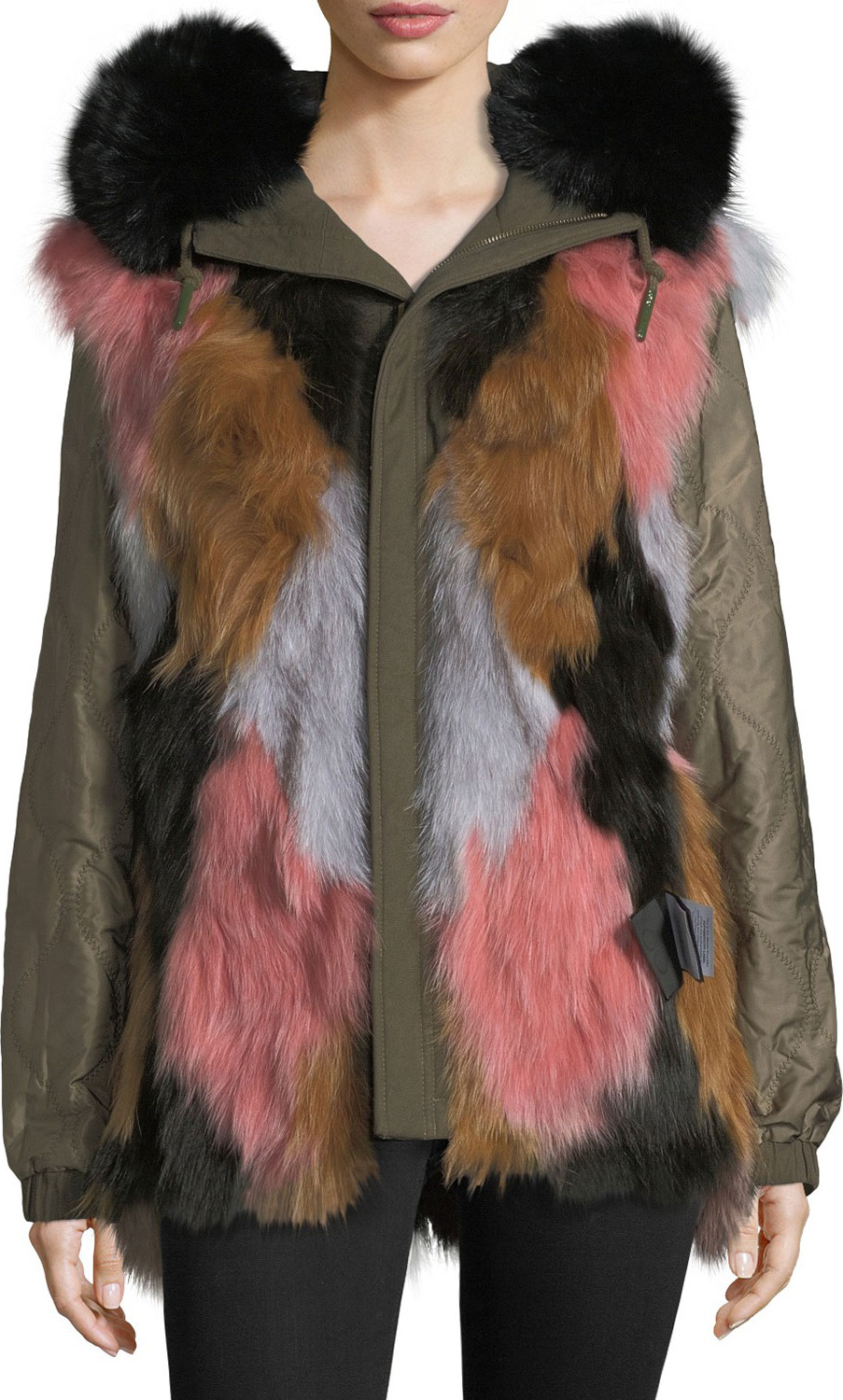 Moose Knuckles St. Fabien Reversible Anorak Jacket w/ Multicolor Fur