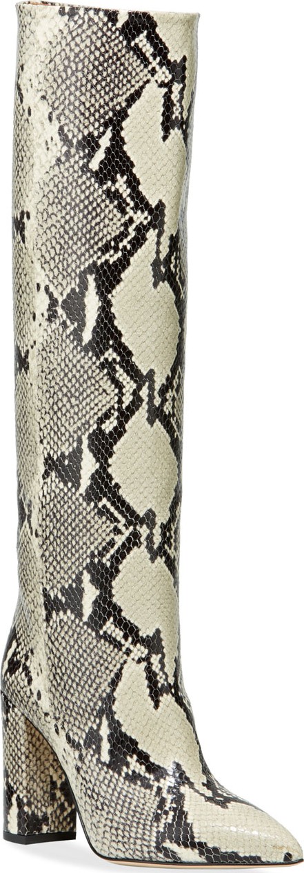 Paris Texas Snake-Embossed Leather Knee Boots