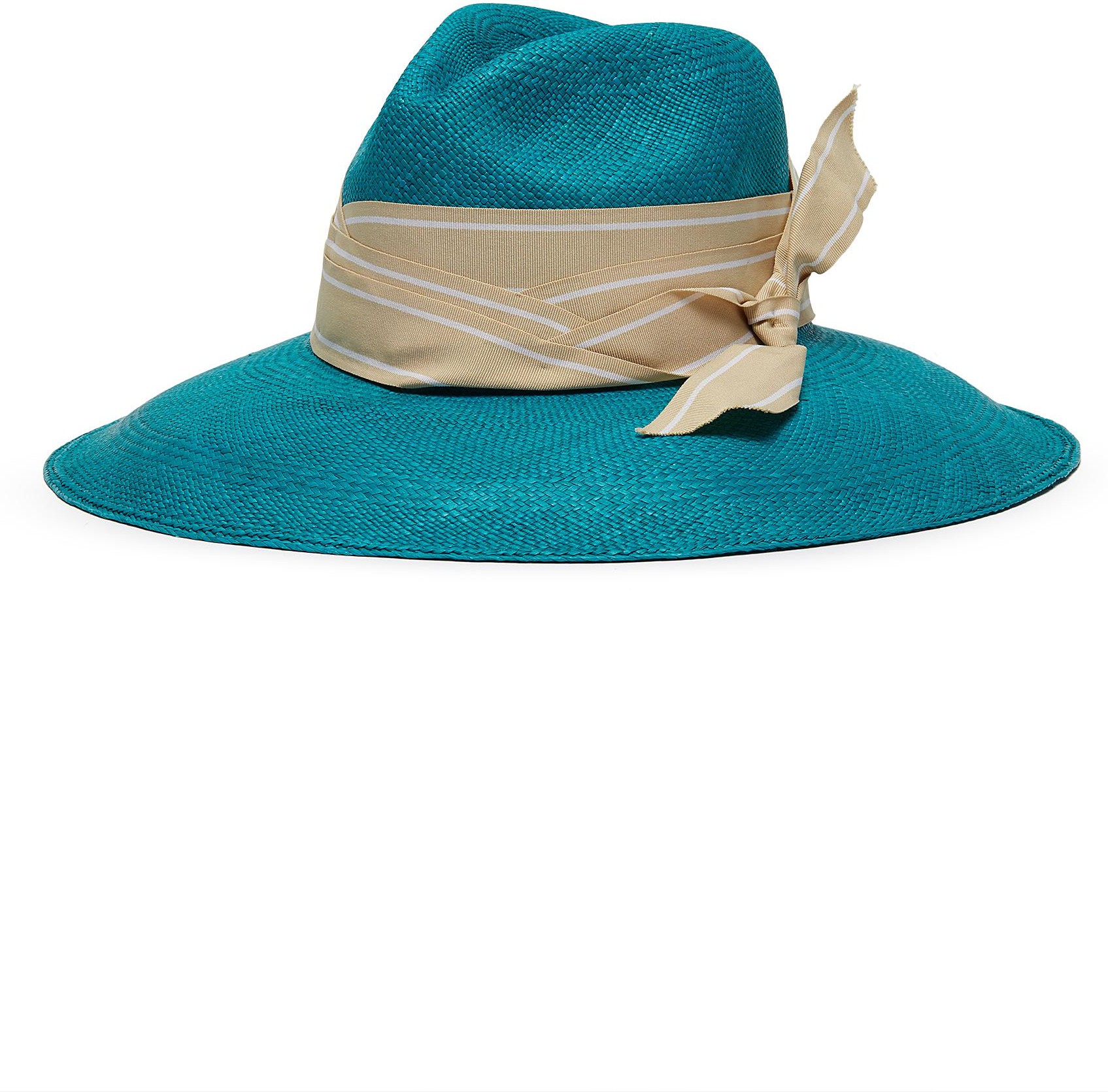Sensi Studio Long brim double twist stripe band toquilla straw Panama hat