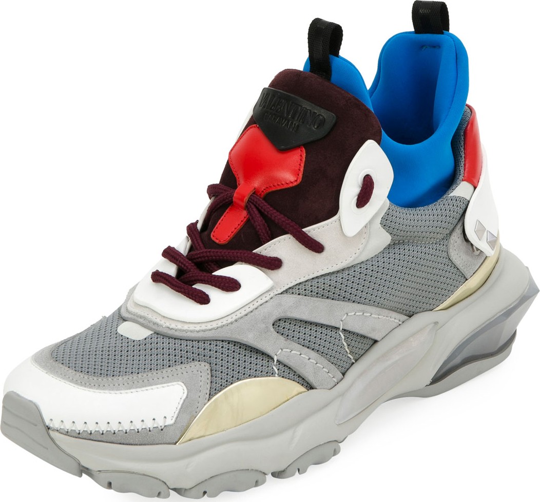 Valentino Men's Bounce Colorblock High-Top Lace-Up Sneakers