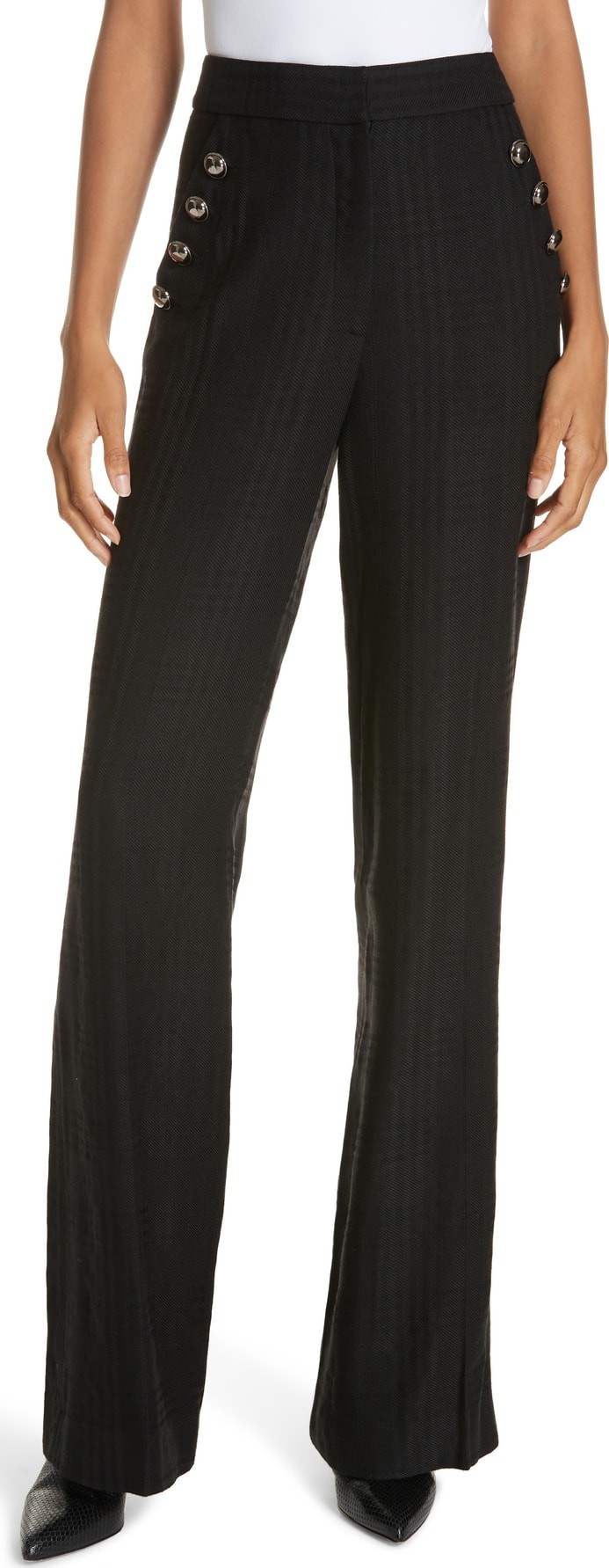 Veronica Beard Tuli Check Button Detail Pants