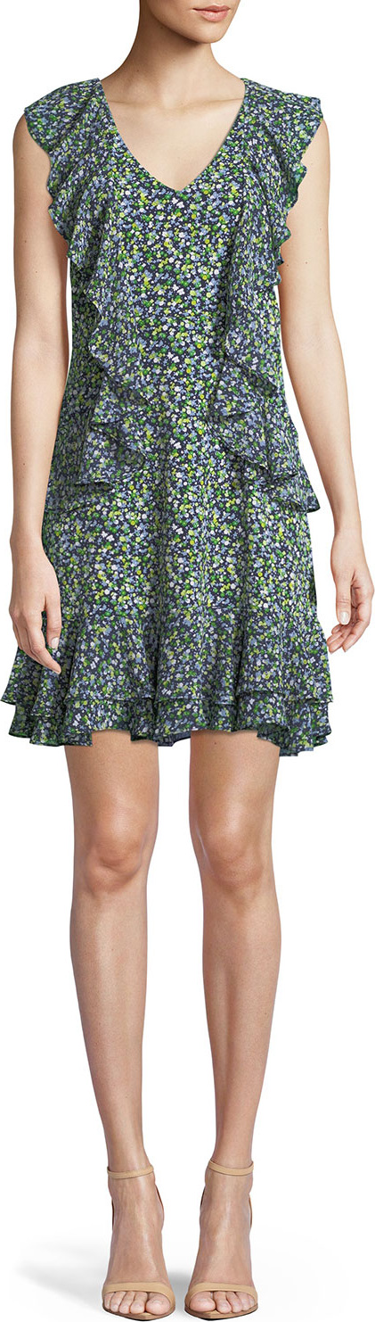 MICHAEL MICHAEL KORS Wild Flower Cascade-Ruffle Dress