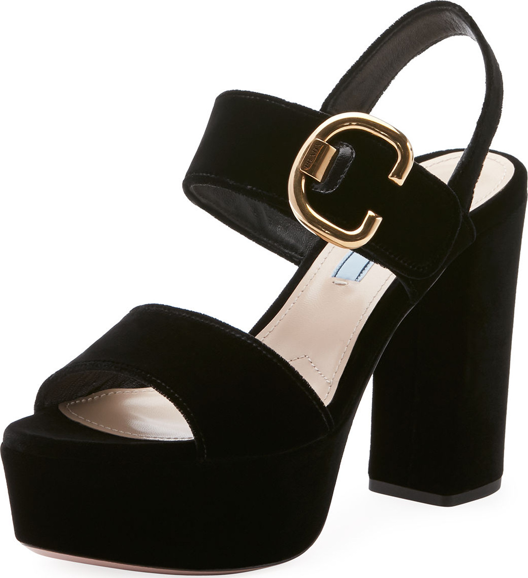 Prada Velvet Platform 105mm Sandal