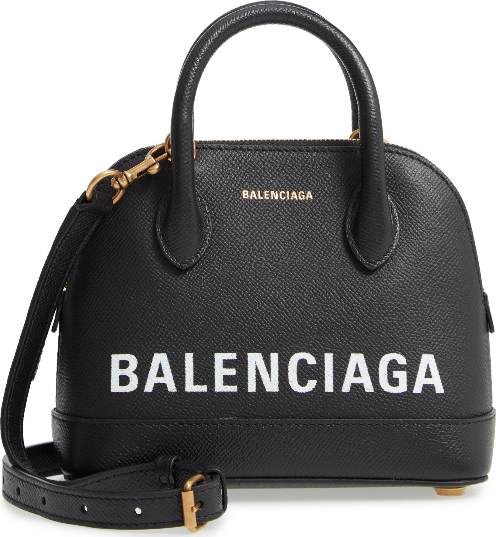 Balenciaga Small Ville Logo Leather Dome Satchel